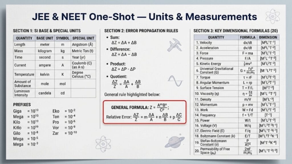 units and measurements one-shot revision JEE NEET