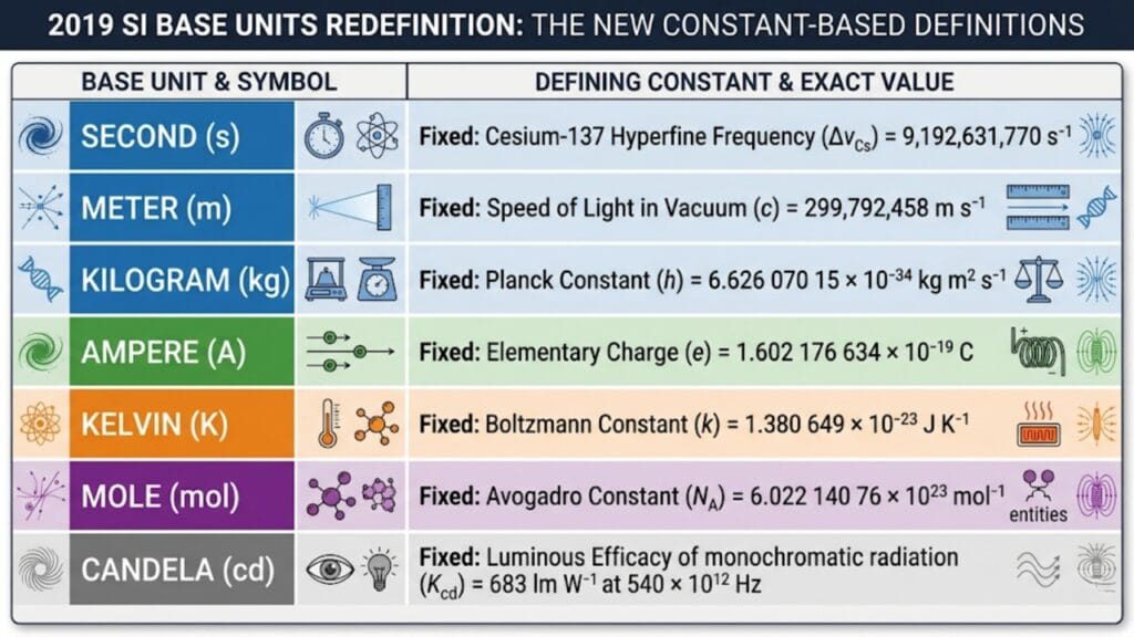 si base unit redefination why does si system use 7 base units