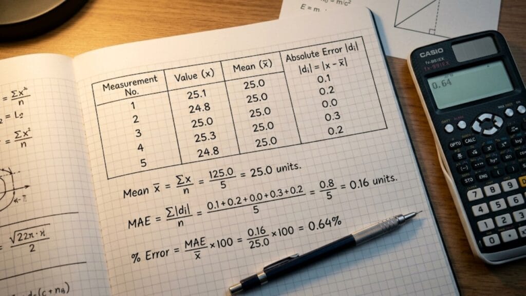 absolute error relative error percentage error