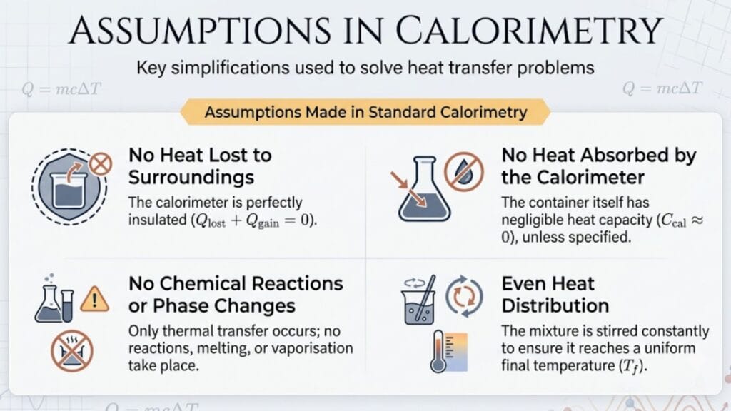 assumptions made in calorimetry problems method of mixtures calorimetry